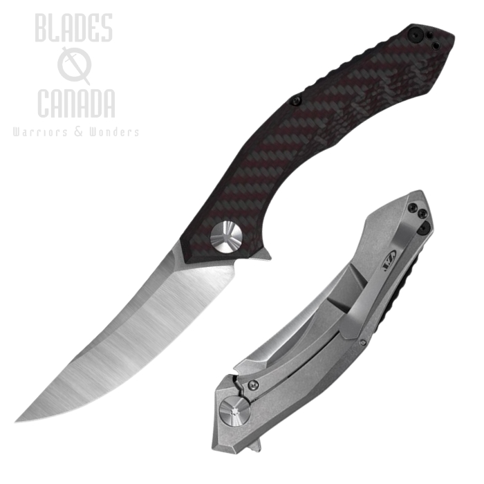 Zero Tolerance Sinkevich 0462 Flipper Framelock Knife, CPM 20CV Two-Tone, Titanium/CF Red, ZT0462
